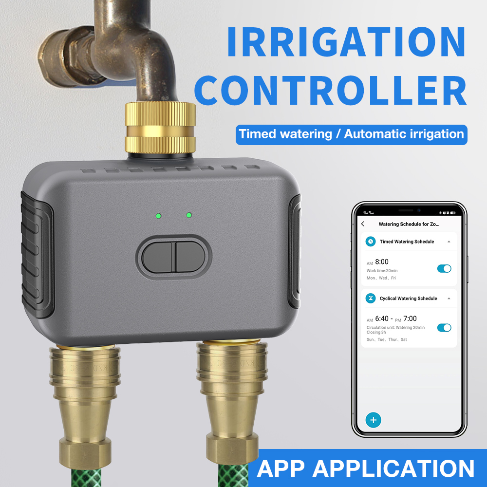 Smart Garden Sprinkler - Tuya 2-зонный таймер полива, садовый автоматический